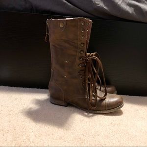Brown combat boots